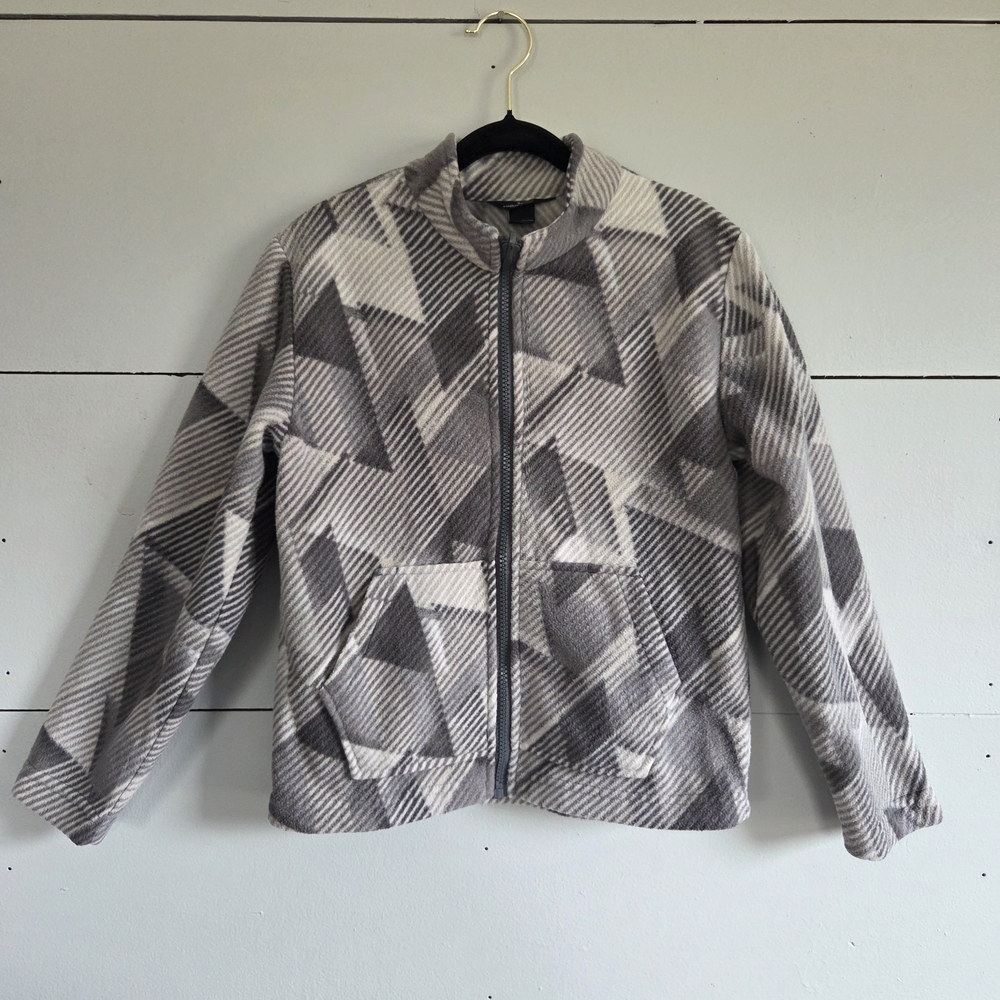 Eddie Bauer Boys Fleece Geometric Zip Jacket Gray Size S (7/8)
